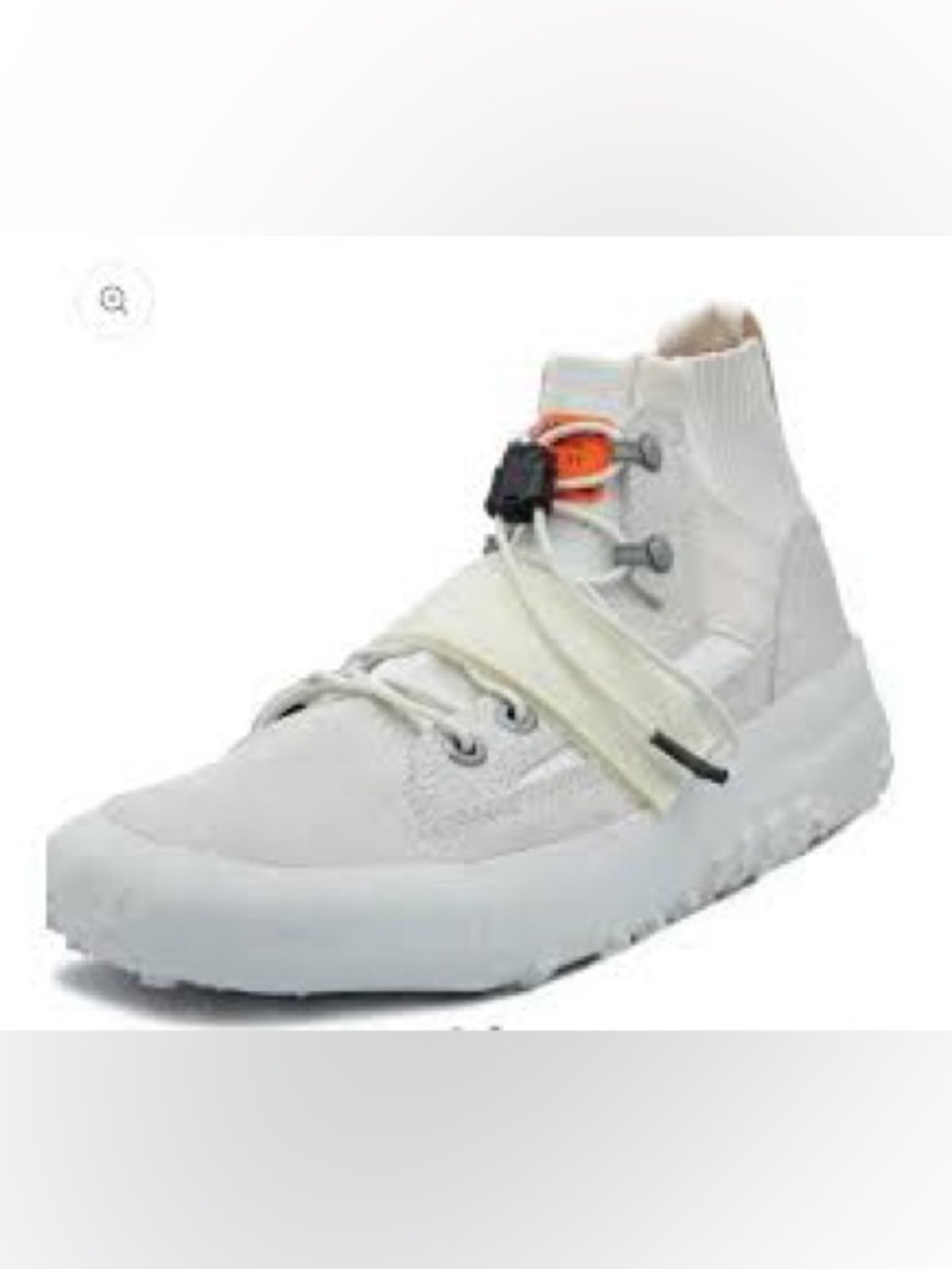 Brandblack White High-Top Athletic Shoe with Toggle Lace and Strap